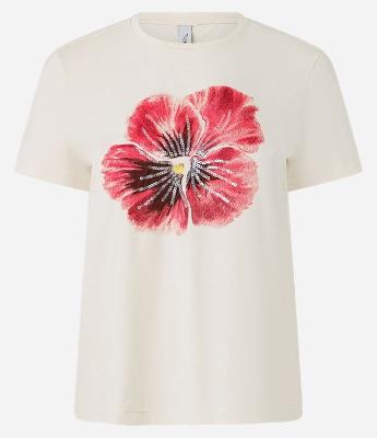 Camiseta em Algodão com Estampa de Flor