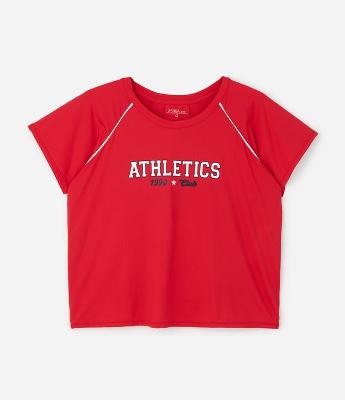 Camiseta Cropped Esportiva com Lettering Curve & Plus Size