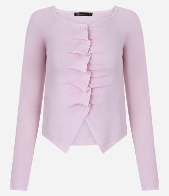 Blusa Manga Longa em Viscose com Botões e Detalhe Franzido