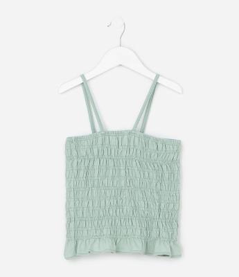 Blusa Infantil com Alças e Detalhe de Lástex – Tam 7 a 16 Anos