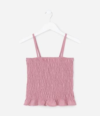 Blusa Infantil com Alças e Detalhe de Lástex – Tam 7 a 16 Anos