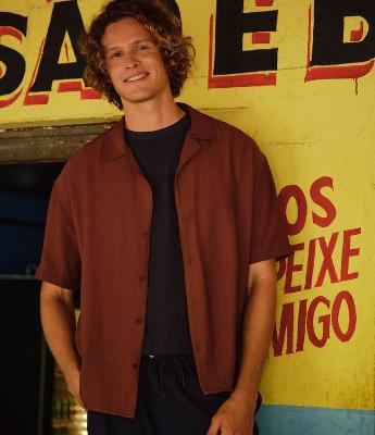 Camisa Regular com Textura e Efeito Crochê