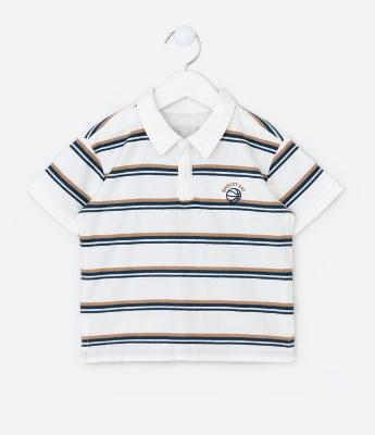Camiseta Polo Infantil com Estampa Fio Tinto- Tam 1 a 6 Anos