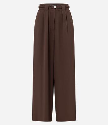 Calça Pantalona em Crepe com Cinto Elástico