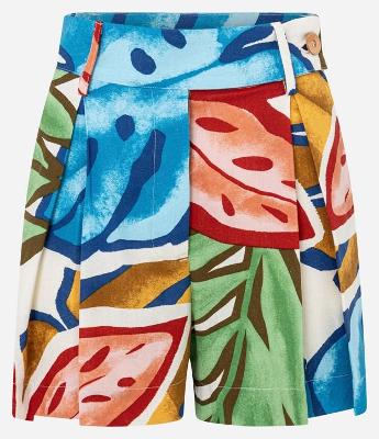 Short Estampado com Pregas e Cós Transpassado