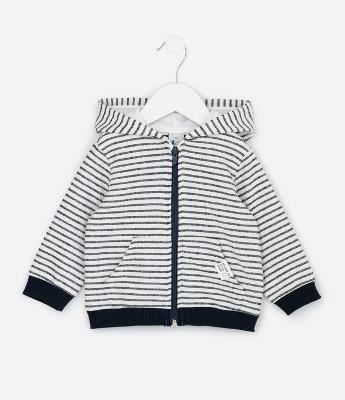 Jaqueta Infantil Listrada com Capuz – Tam RN a 18 Meses