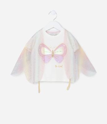 Blusa Infantil com Estampa e Asas de Borboleta – Tam 1 a 5/6 Anos