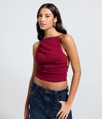 Blusa Regular em Bengaline com Amarração nas Costas