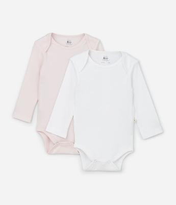 Kit 02 Bodies Infantis em Suedine Básicos - Tam RN a 12 Meses