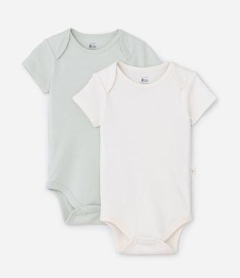 Kit 02 Bodies Infantis em Suedine Básicos - Tam RN a 12 meses