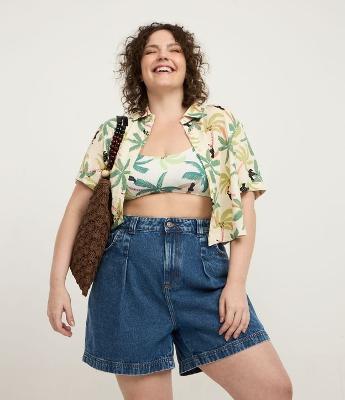 Short Jeans com Barra Larga Curve & Plus Size