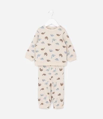 Conjunto Infantil com Casaco Dinossauro e Calça Jogger – Tam RN a 18 Meses