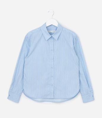 Camisa Infantil Alfaiataria em Tricoline Listrado com Brilhos – Tam 5 a 14 Anos