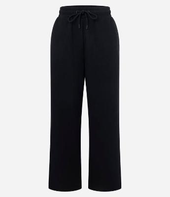 Calça Reta em Moletom com Felpa e Cós Ajustável