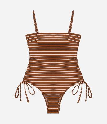 Maiô em Microfibra com Alça Removível Listrado