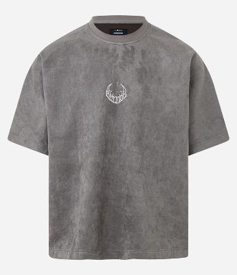 Camiseta Oversized em Suede com Estampa Lettering e Bordado