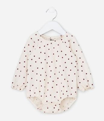 Body Infantil Texturizado com Estampa Poá – Tam RN a 18 Meses