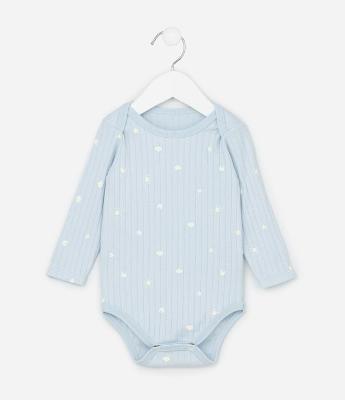 Body Infantil Canelado com Mini Ícones do Céu – Tam RN a 18 Meses