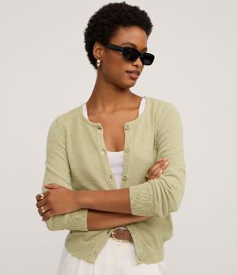 Cardigan em Tricô com Botões e Decote U