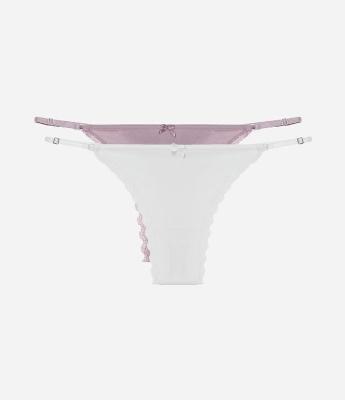 Kit 02 Calcinhas Fio Duplo com Renda Ondulada