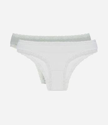 Kit 02 Calcinhas Biquini em Algodão com Renda Lateral