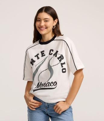 Camiseta em Algodão com Estampa Lettering Monte Carlo
