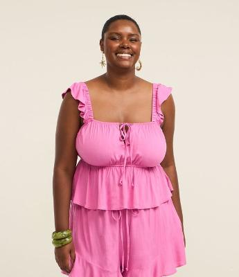 Regata Chalis com Babado e Amarração Frontal Curve & Plus Size