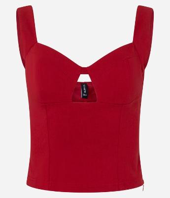 Blusa Cropped Bengaline com Recorte no Decote