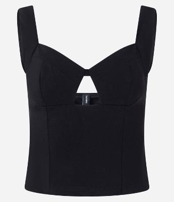 Blusa Cropped Bengaline com Recorte no Decote