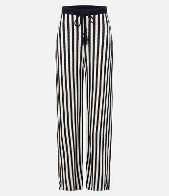 Calça em Algodão com Padrão de Listras e Ajuste na Cintura