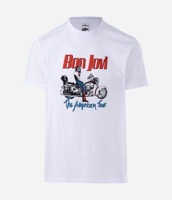 Camiseta Regular em Algodão com Estampa Bon Jovi