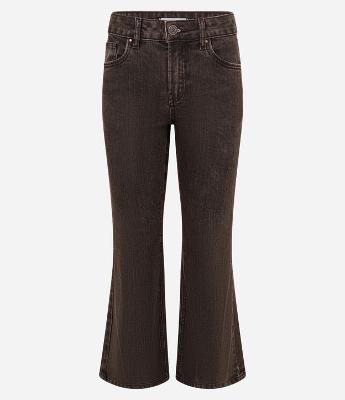 Calça Cropped Flare em Jeans com Bolsos