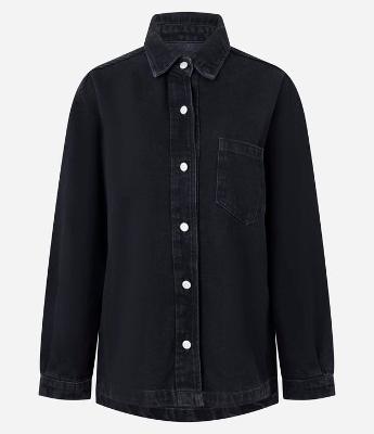 Camisa Oversized em Jeans com Botões Frontais