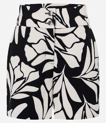 Short Alfaiataria com Estampa Orgânica e Cós Alto