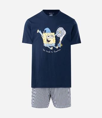 Pijama Curto em Algodão com Estampa Bob Esponja