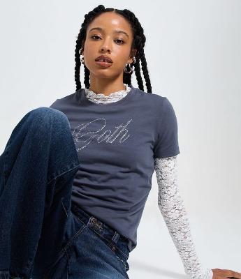 Camiseta em Algodão com Aplicações Goth