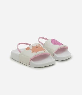 Chinelo Infantil Slide com Estampa Concha e Siri – Tam 17/18 a 23/24