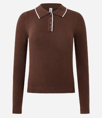Blusa em Tricô com Gola Polo e Detalhe Contrastante