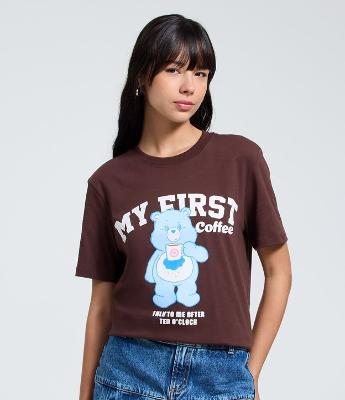 Camiseta em Algodão com Estampa Ursinhos Carinhosos