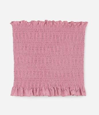 Blusa Infantil Cropped Texturizada com Babado – Tam 5 a 14 Anos