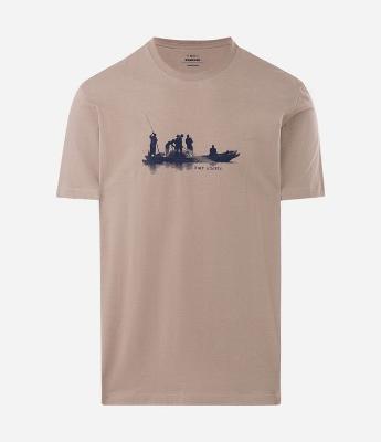 Camiseta em Algodão com Estampa Esportiva Mar Aberto