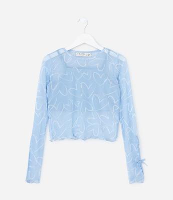 Blusa Infantil com Lacinhos na Manga e Top Interno – Tam 5 a 16 Anos