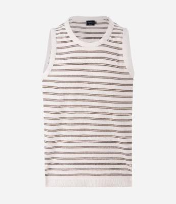 Regata em Tricô Texturizado com Listras Horizontais