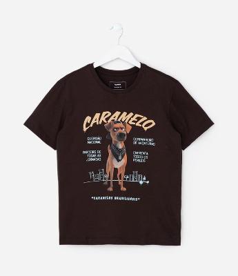 Camiseta Infantil com Estampa Cachorro Caramelo Divertido – Tam 5 a 14 Anos