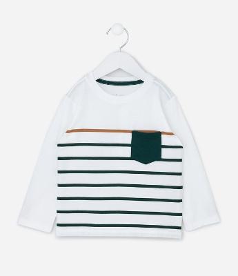 Camiseta Infantil Listrada com Bolsinho – Tam 1 a 6 Anos