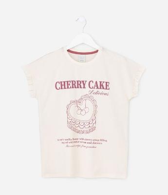 Camiseta Infantil com Estampa de Bolo Cherry Cake – Tam 5 a 14 Anos
