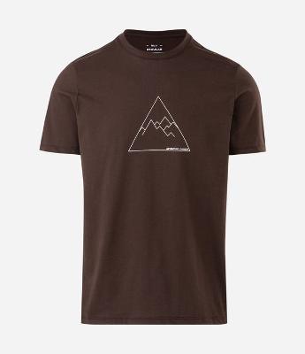 Camiseta Regular em Algodão com Estampa Geométrica de Montanha