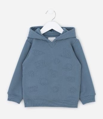 Casaco Infantil com Ícones Embossed e Capuz – Tam 1 a 6 Anos