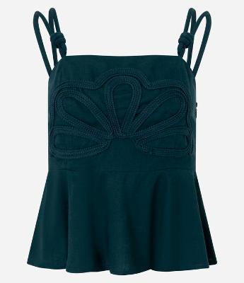 Blusa em Viscolinho com Alça Dupla e Barra Peplum