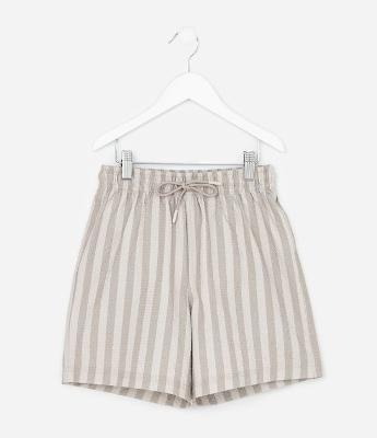 Bermuda Infantil com Listras Texturizadas - Tam 5 a 14 Anos